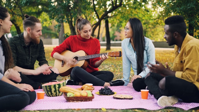 Friends enjoying a picnic in the park